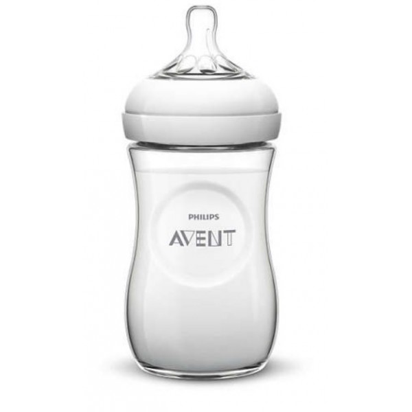 Philips Avent Шише за хранене Natural 240ml, 1+ м., 2 капки - стъко Philips Avent Шише за хранене Natural 240ml, 1+ м., 2 капки - стъко