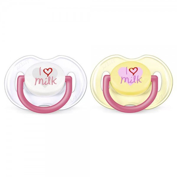  Philips Avent Ортодонтични залъгалки, 2 бр.- I LOVE MILK, 0-6 м.