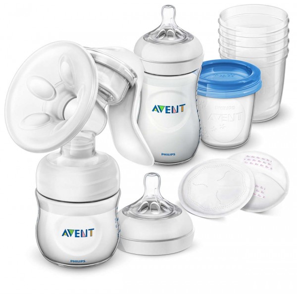 Philips AVENT Ръчна помпа за изцеждане Comfort + Шишета Natural + контейнери VIA 